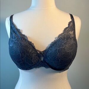 Torrid XO Plunge Push Up Lace Bra 42B Gray
